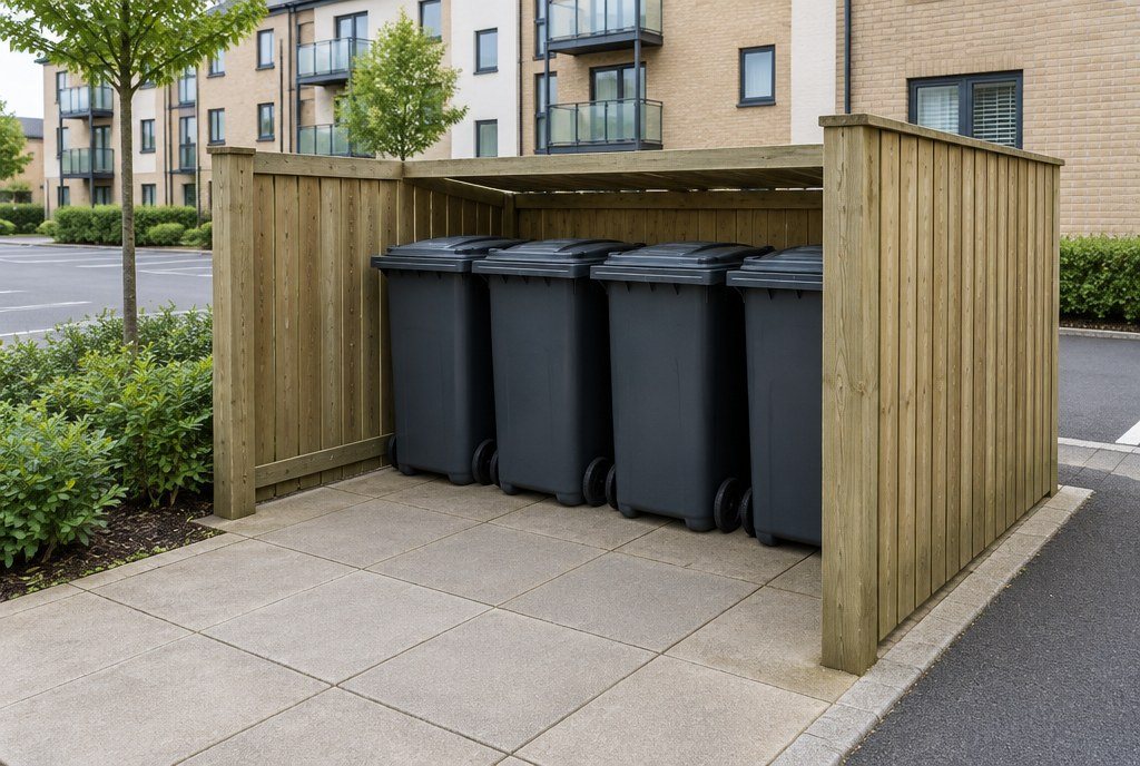 Tidy bin enclosure after rubbish has been cleared